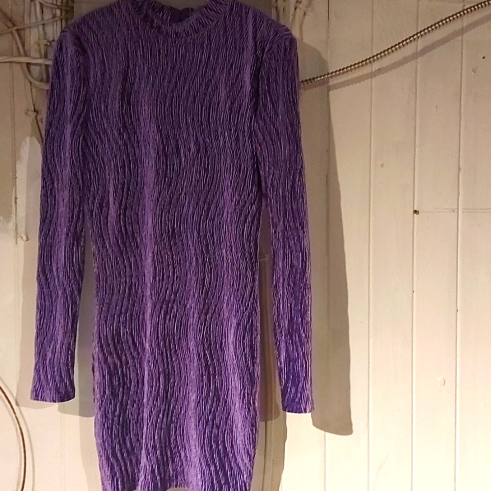 H & M Divided Faux Crushed Velvet Dress/ Bodycon/ Sexy/ Sz S/ Purple/ Party